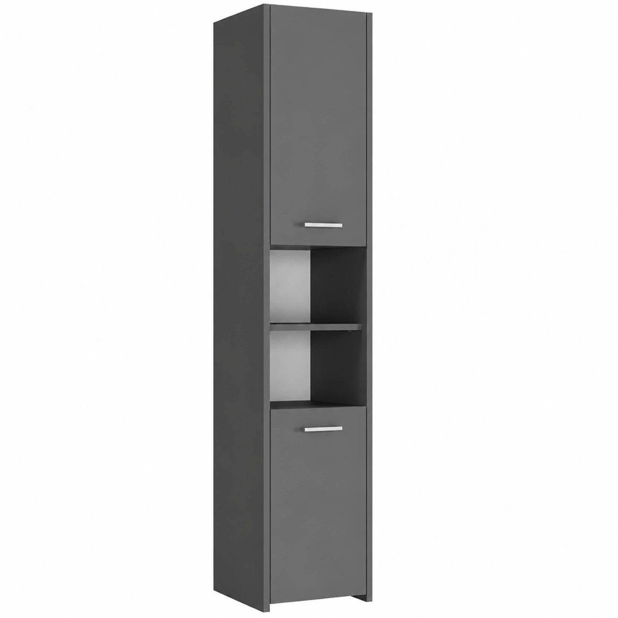 Schmaler Badezimmerschrank Anthrazit 30x30x170 cm mit 2 Türen & 6 Fächern, Modernes Regal für Bad & Flur