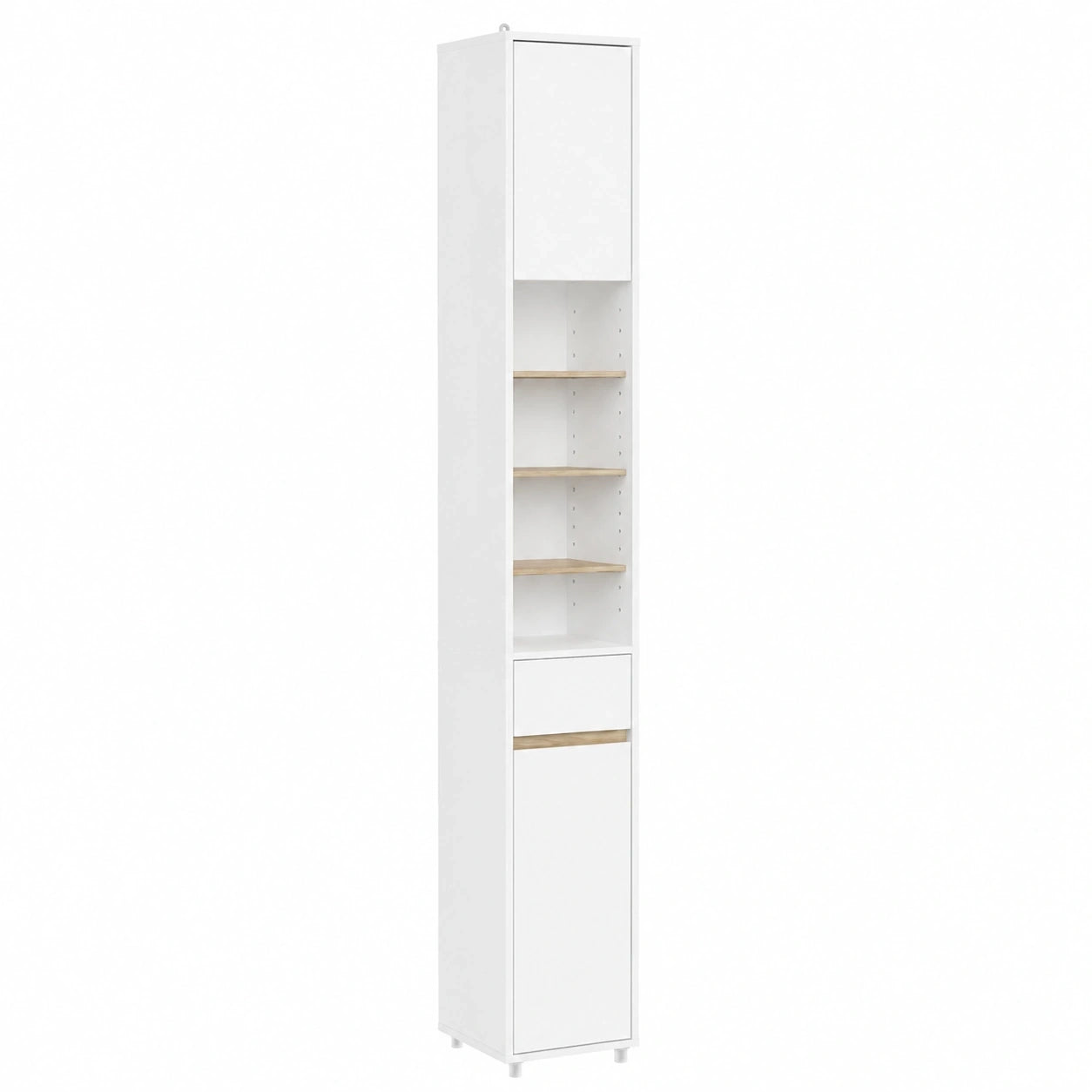 Hochschrank für kleine Badezimmer mit verstellbaren Einlegeböden, platzsparend 20x20x180cm