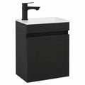 Kompaktes Waschtischset 40 cm mit Unterschrank und Wasserhahn, Schwarz