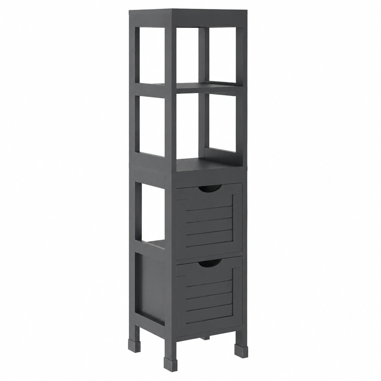 Vicco Hochschrank Vilda in Grau, 30x144 cm, mit Schubladen für Badzubehör