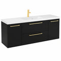 Luxuriöser 140 cm Badezimmerschrank mit Waschbecken und goldenen Griffen für stilvolles Ambiente