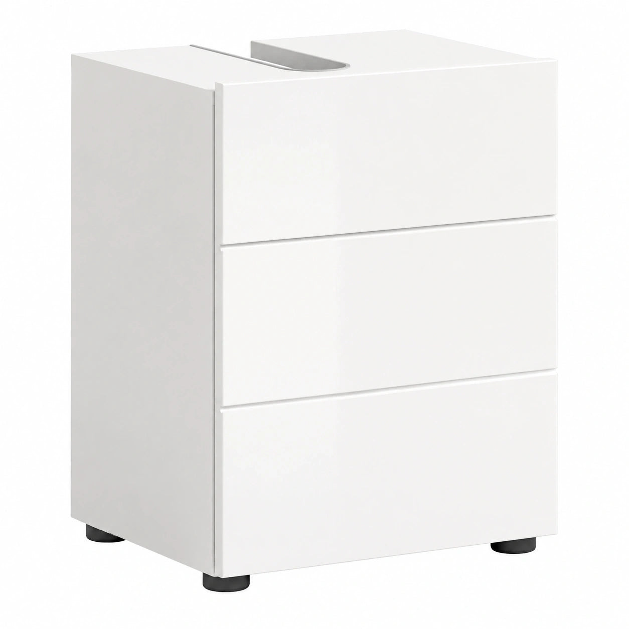 Modernes Waschbeckenunterschrank Vira - Weiß Hochglanz 38x56x34 cm für Kleine Badezimmer