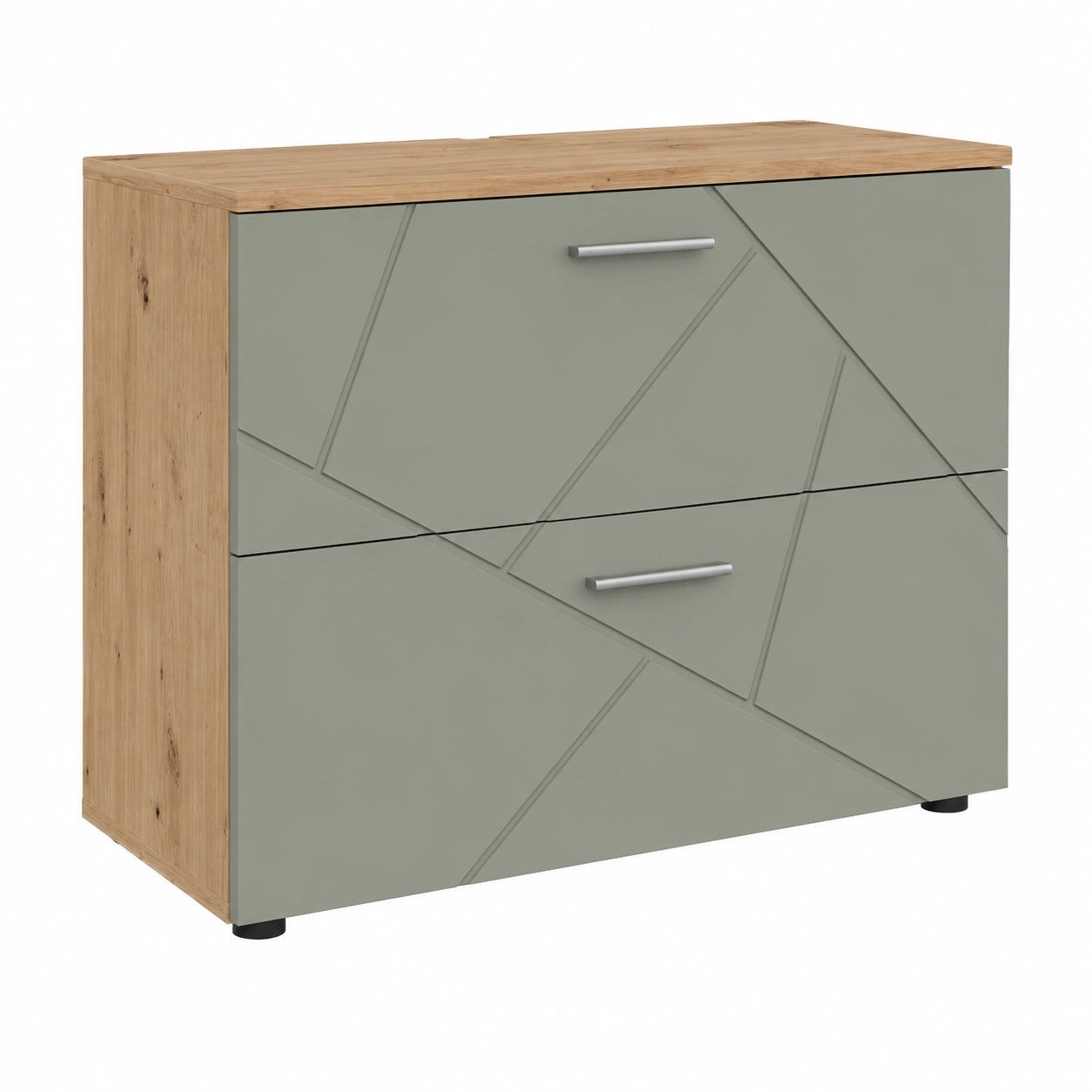 Vicco Unterschrank Irma in Salbeigrün, 80x58,6 cm, mit Schubladen für Siphon-Montage, Belüftung integriert