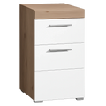 Trendteam modernen Badezimmer-Kommode Amanda in Weiß Hochglanz/Eiche, 37x79x31 cm, mit Tür und Schublade