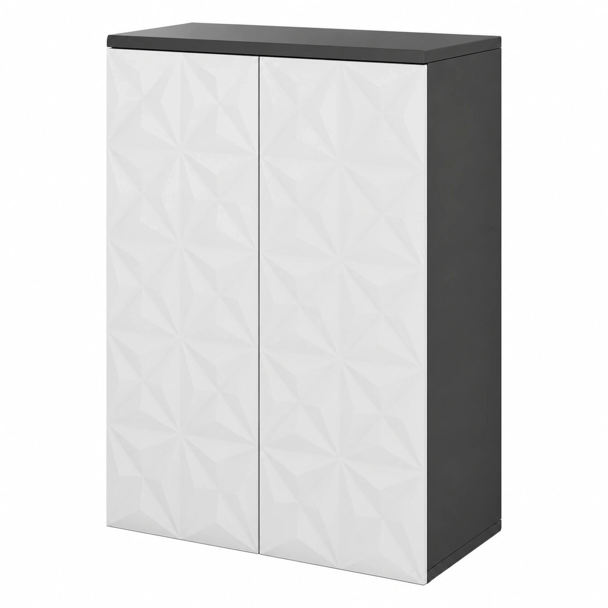 Vicco Bad-Midischrank Edge, Schwarz, 60x80 cm, 2 Türen, 3 Fächer, Push-to-Open