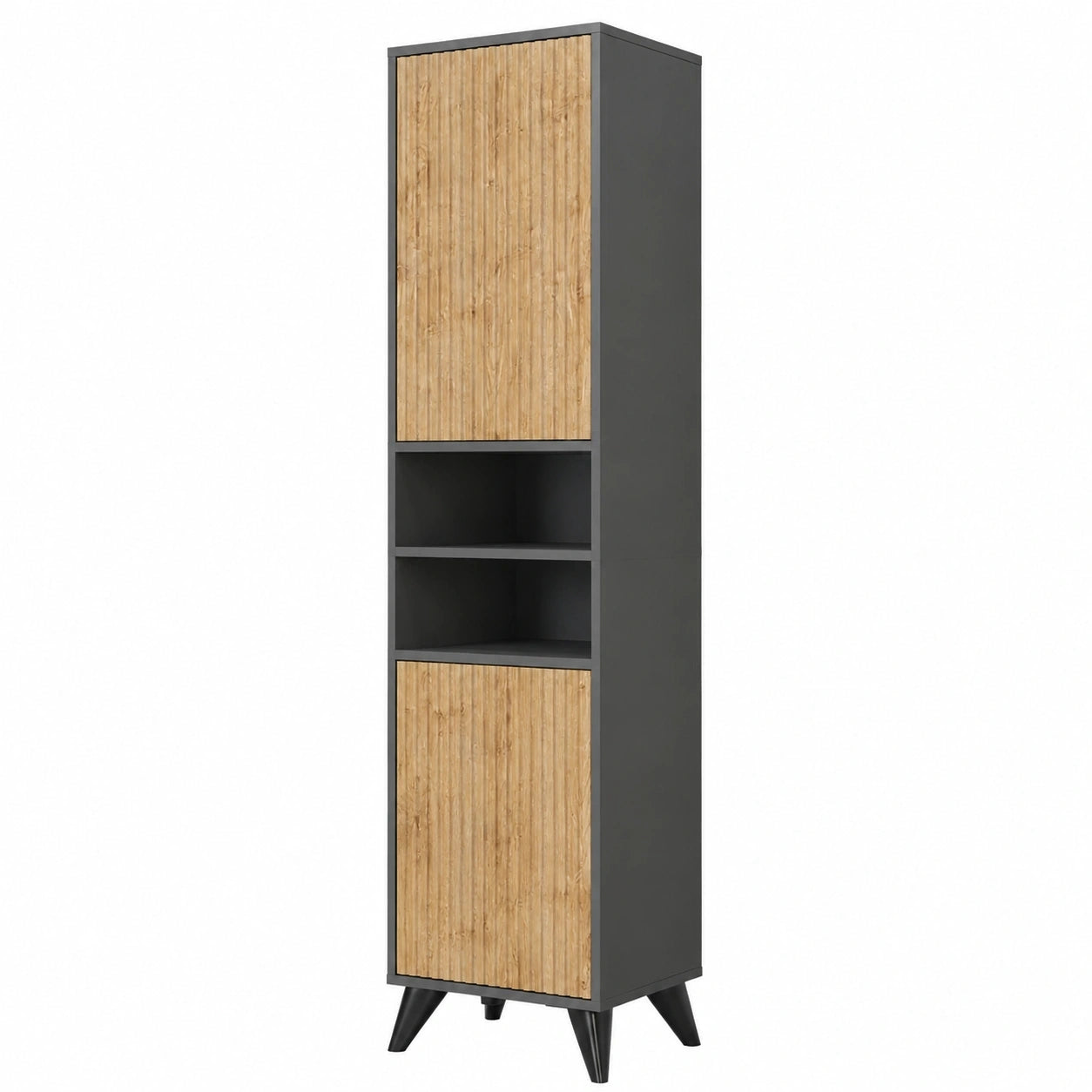 Vicco Hochschrank Leano, Anthrazit/Bergeiche, 38 x 180 cm, ideal für Badezimmer- und Handtuchaufbewahrung