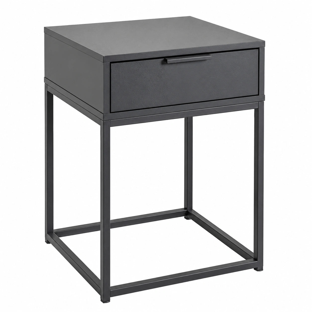 Moderner Konsolentisch aus Metall und Spanplatte, anthrazit/schwarz, 40x60x40 cm