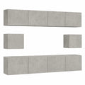 Moderne 6-teilige Wohnwand in Betonoptik mit Hängeschränken und Lowboard