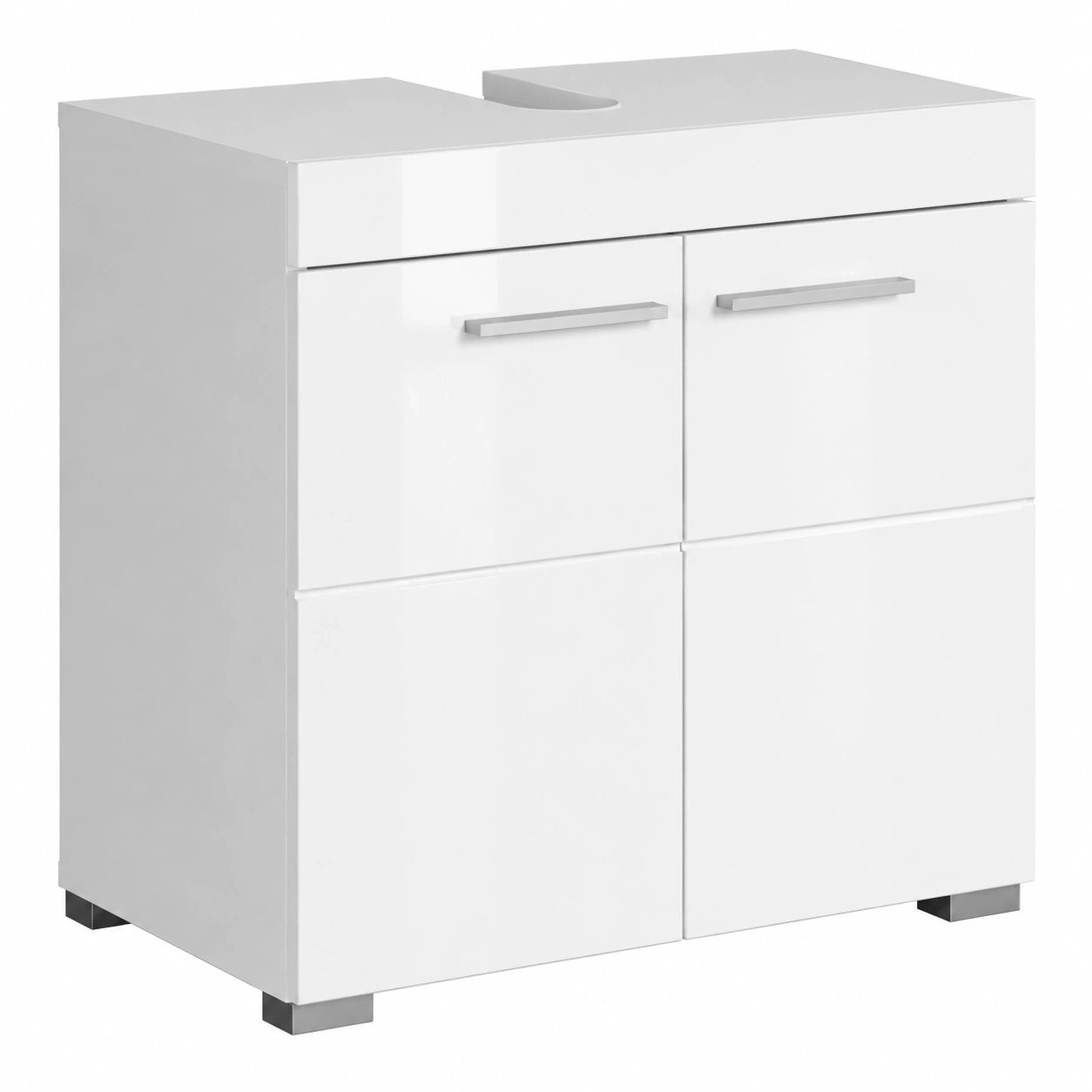 Trendteam Amanda - Waschbeckenunterschrank in Weiß Hochglanz - 60x56x34 cm - Kratzfest und Praktisch