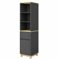 Vicco Livia Badschrank in Anthrazit, 30 x 151 cm, Stauraum über WC mit Schublade und offenem Regal