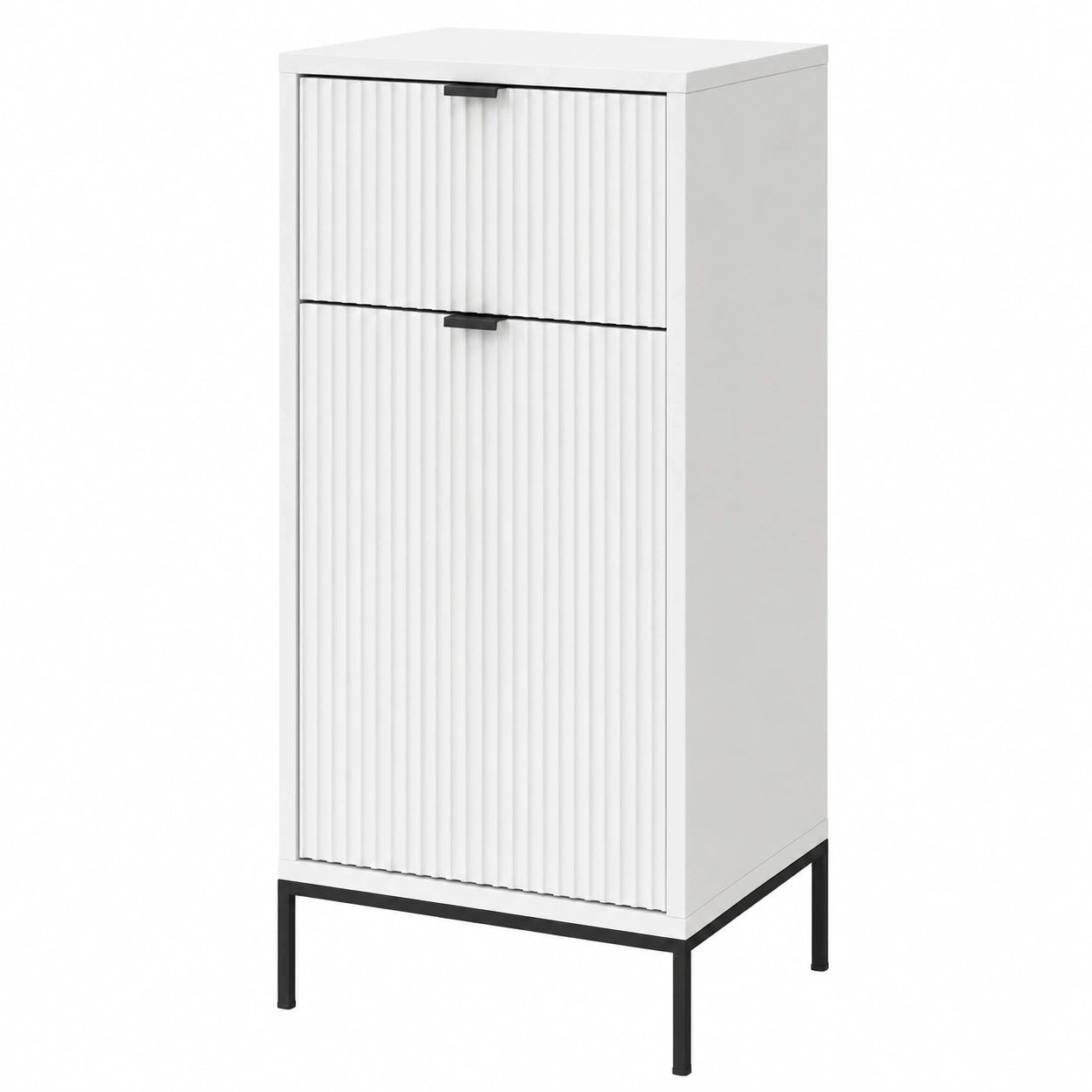 Vicco Badschrank Eliza, Weiß, 40 x 87 cm, mit Tür und Schublade, ideal für Badezimmeraufbewahrung