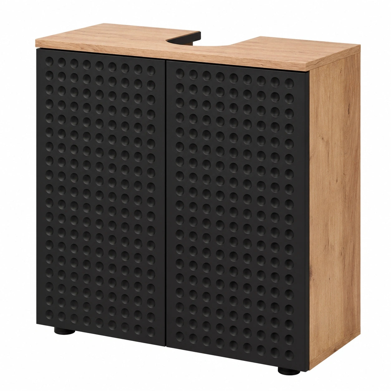 Vicco Waschbeckenunterschrank Irma, Punktdesign in Anthrazit, 60x59 cm, mit Siphonaussparung und Ablageboden