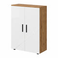 Vicco Midischrank Irma, Hochglanz Weiß/Goldene Eiche, 60 x 81 cm, ideal für Badezimmeraufbewahrung, kompatibel mit Irma-Serie