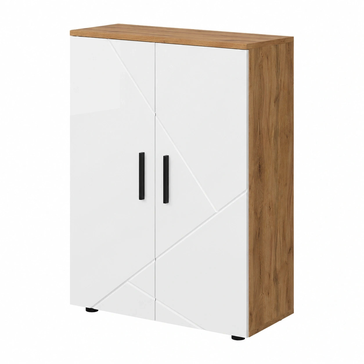 Vicco Midischrank Irma, Hochglanz Weiß/Goldene Eiche, 60 x 81 cm, ideal für Badezimmeraufbewahrung, kompatibel mit Irma-Serie
