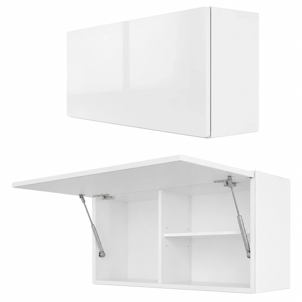 Badezimmerschrank Laura mit Teleskoptür in Mattweiß/Hochglanz Weiß, 39x90x23 cm