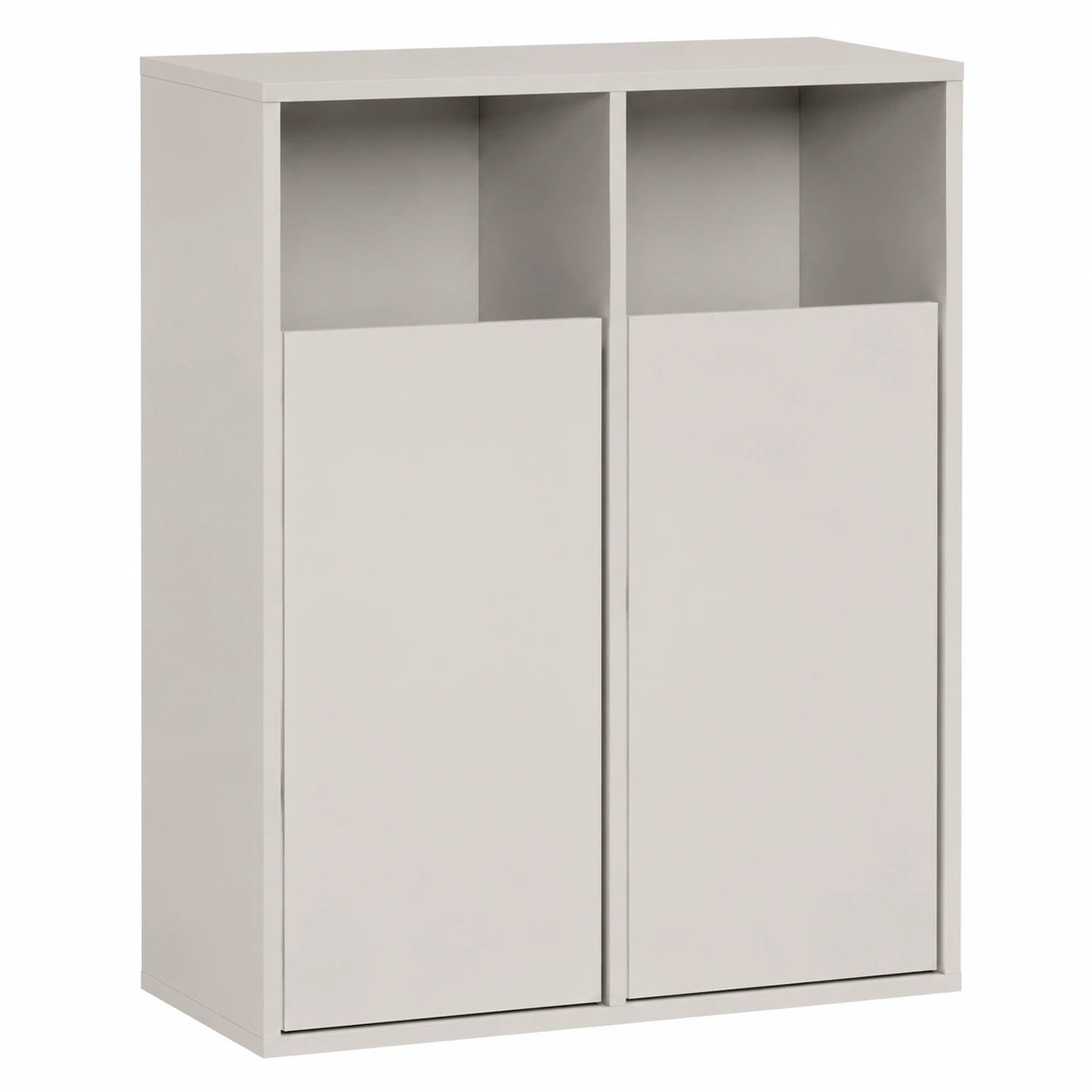 mokebo Kaschmir Wäscheschrank 'Der Wächter' - Wäschesortierer mit 2 Fächern, vielseitig als Wäschekorb, Sammler oder Truhe aus Holz, 95x80x40 cm, Ideal für Bad oder Schlafzimmer, Grau Beige