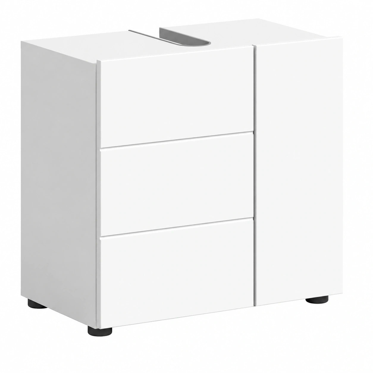 Moderner Weißer Waschbeckenunterschrank Hochglanz - 60x56x32 cm - Stilvolle Badezimmermöbel