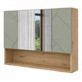 Vicco Badezimmerschrank Irma, Salbeigrün, 80,1 x 55 cm, mit Spiegel und Wandregal