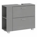 VASAGLE Badezimmer Unterschrank, variabel designierbare Seiten, anpassbare Siphonöffnung, 30 x 80 x 64 cm, Taubengrau