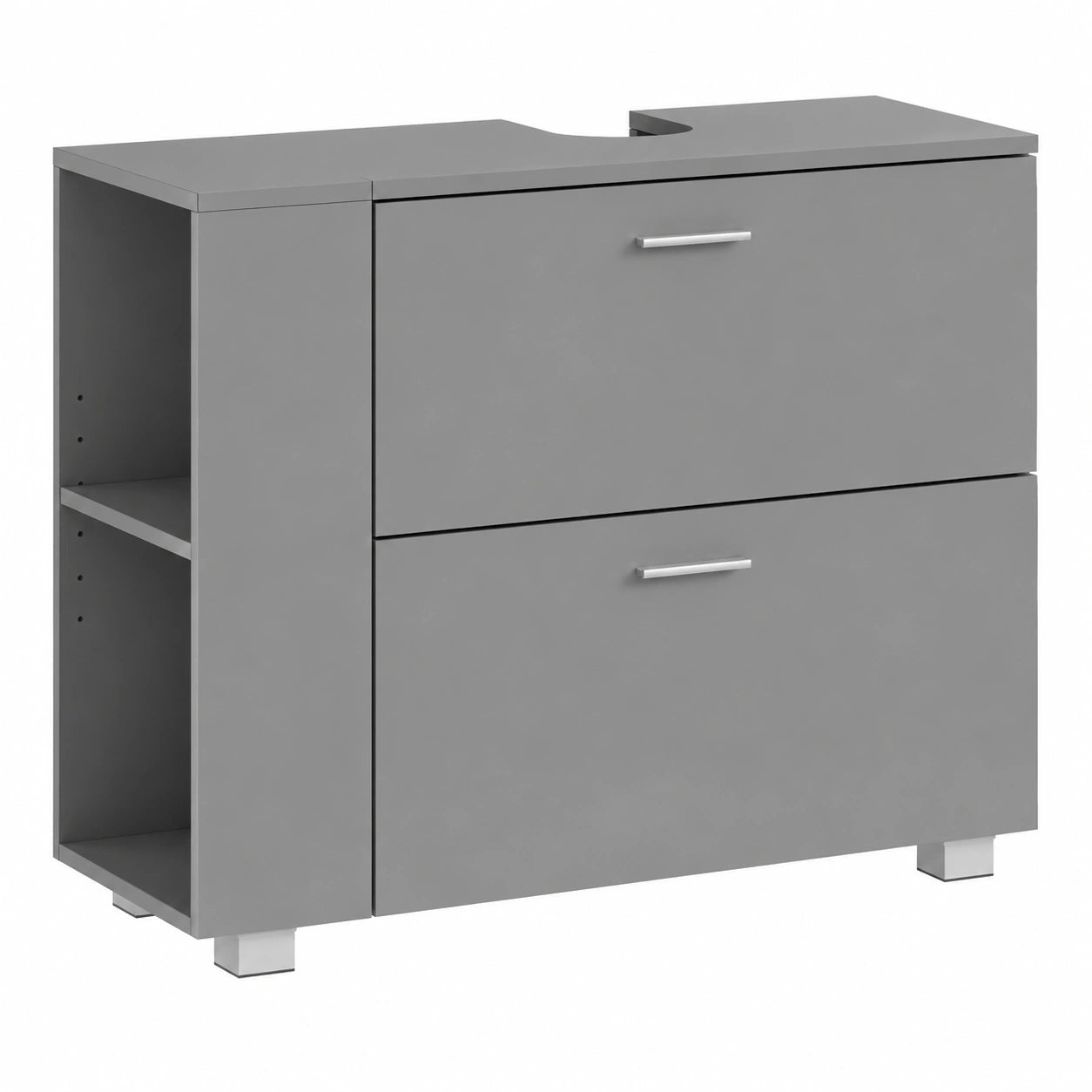 VASAGLE Badezimmer Unterschrank, variabel designierbare Seiten, anpassbare Siphonöffnung, 30 x 80 x 64 cm, Taubengrau
