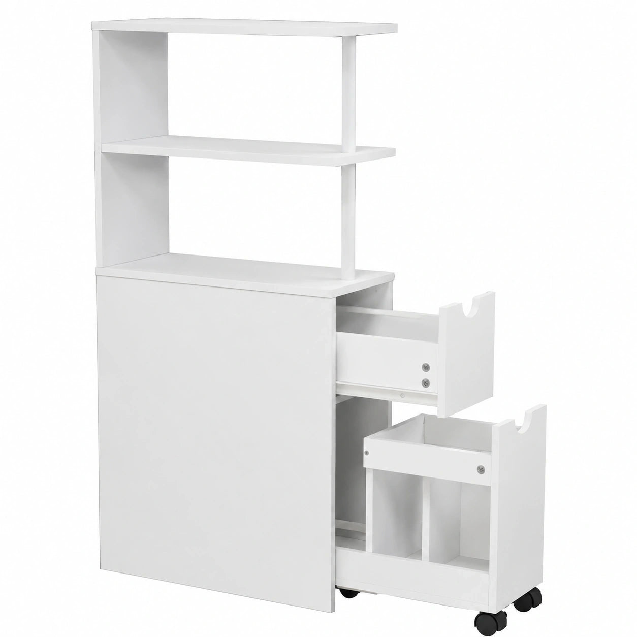 EUGAD Schmaler Badezimmerschrank mit Rollen und Ablagen, Weiß, 19x113x45 cm