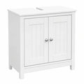 Badezimmerschrank 60 cm aus massivem Kiefernholz, weiß, mit Siphonausschnitt, Berg-Serie inkl. Montagematerial