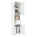VASAGLE Schmaler Badezimmerschrank mit Schublade und Flexiblen Fächern, 30 x 30 x 170 cm, Wolkenweiß