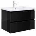 Schwarzes Badmöbelset 80cm mit Keramikwaschtisch und Soft-Close Unterschrank