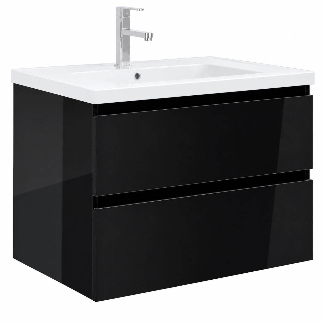 Schwarzes Badmöbelset 80cm mit Keramikwaschtisch und Soft-Close Unterschrank