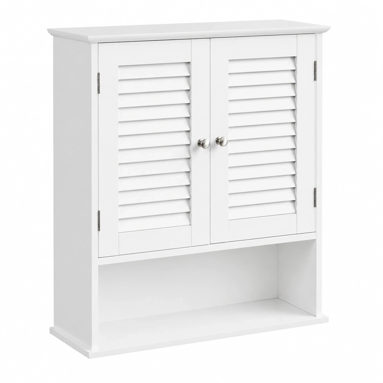 VASAGLE Wandschrank mit Lamellentüren und verstellbarem Fach, 20x60x70 cm, weiß