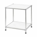 Modernes 2-stufiges Metallregal, Weiß/Chrom, 46x40x40 cm - Flexibles Stecksystem für Wohnzimmer, Büro, Flur