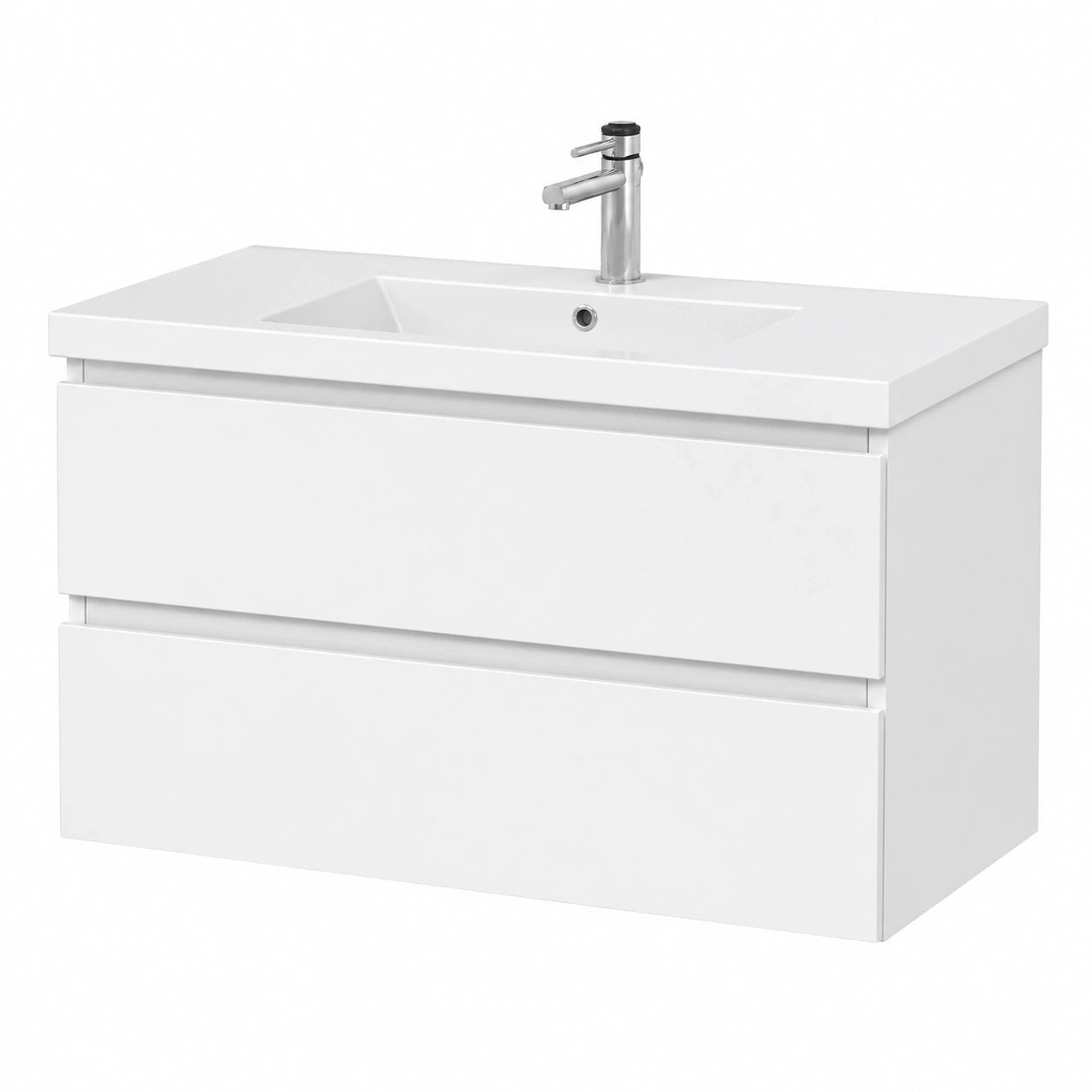 Moderne Badezimmermöbel 80 cm Waschtischset mit Hängeschrank in Weiß