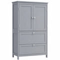 VASAGLE Badschrank mit verstellbaren Ablagen, 2 Türen und 2 Schubladen, Taubengrau, 30 x 60 x 110 cm