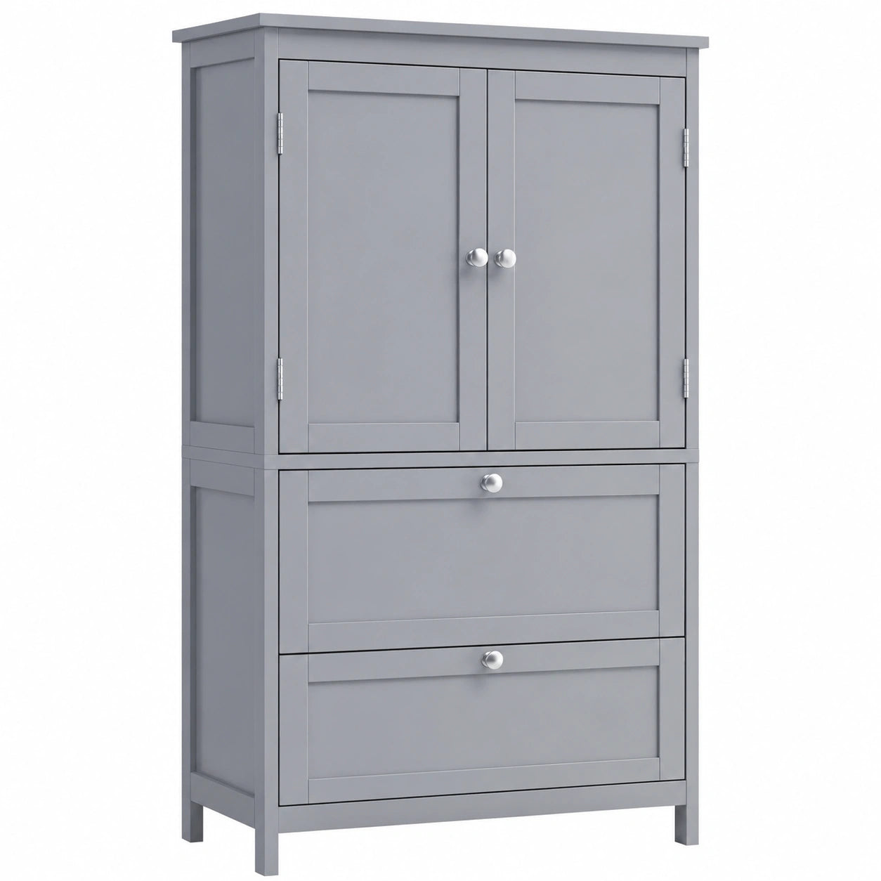 VASAGLE Badschrank mit verstellbaren Ablagen, 2 Türen und 2 Schubladen, Taubengrau, 30 x 60 x 110 cm