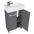 Kompakter Waschtisch mit Unterschrank 40 cm Breit, grauer Badezimmerschrank für Gäste-WC