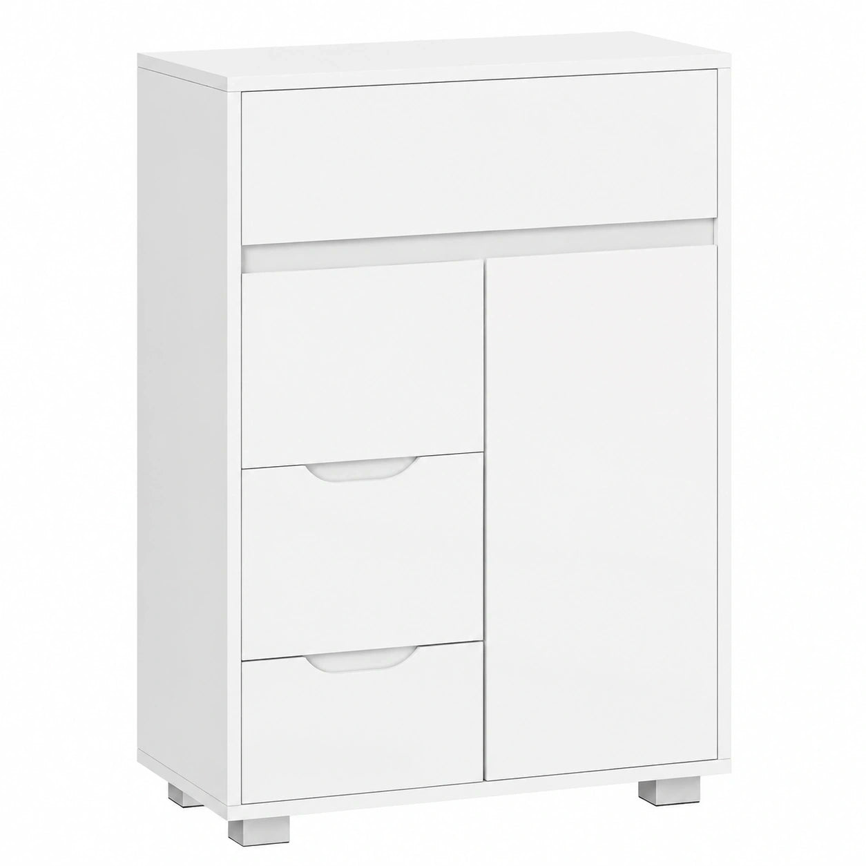 Moderner Badschrank mit verstellbarer Ablage und 4 Schubladen, weiß, 30 x 55 x 82 cm