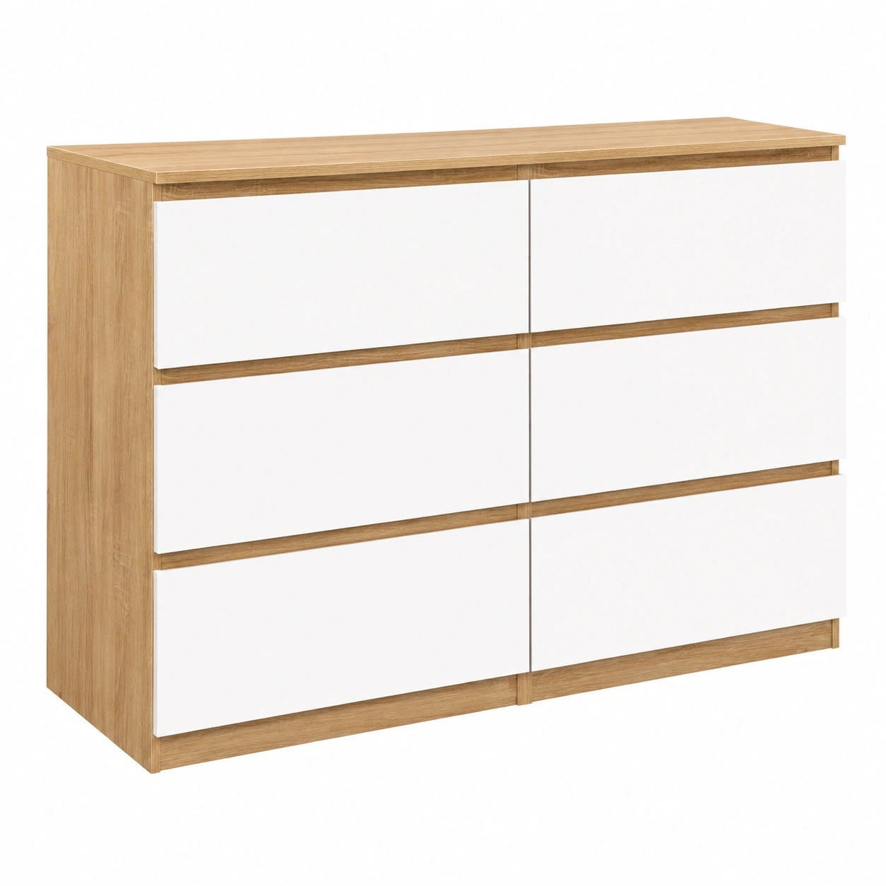 Kommode TOMI mit 6 Schubladen, 110 cm, Buche und Weiß
