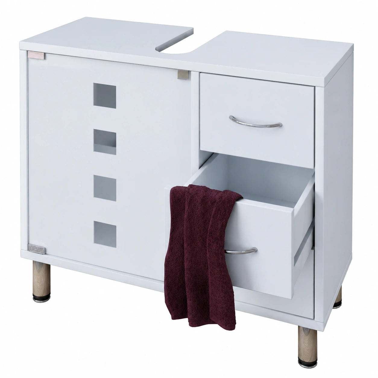 Moderner Waschtischunterschrank aus Holz mit Sicherheitsglastür und Schubladen