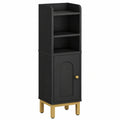 Kompakter Hzuaneri Badschrank mit verstellbaren Ablagen, platzsparend und stilvoll, ideal für kleine Räume, einfache Montage, 20 x 20 x 83 cm, Schwarz-Gold