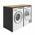 Multifunktionaler Waschmaschinenschrank 130 cm, Überbauschrank für Bad, Anthrazit/Eiche