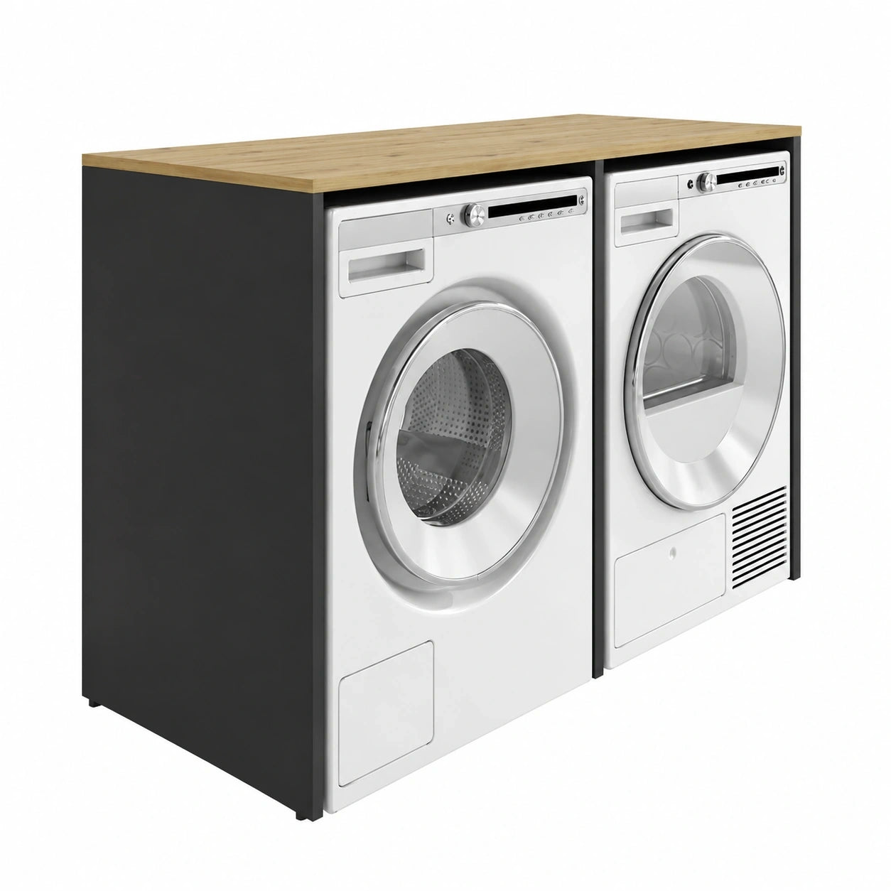Multifunktionaler Waschmaschinenschrank 130 cm, Überbauschrank für Bad, Anthrazit/Eiche