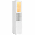 Moderner Badezimmerschrank mit LED und Flexiblen Ablagen, Weiß, 29.5x29.5x187 cm