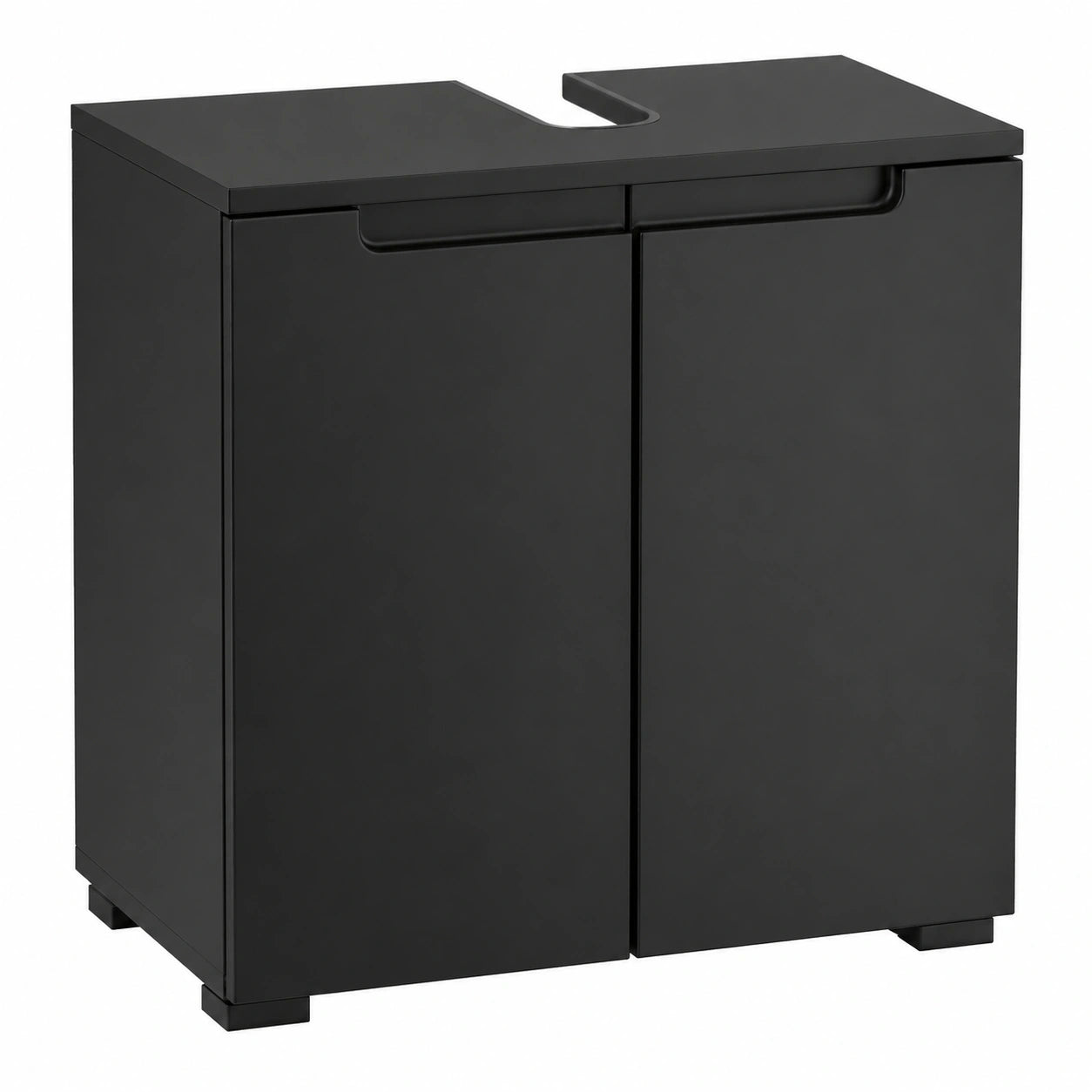 Waschbeckenunterschrank Schwarz Matt mit Stauraum - Stella Trading Badeschrank 60x57,5x32 cm